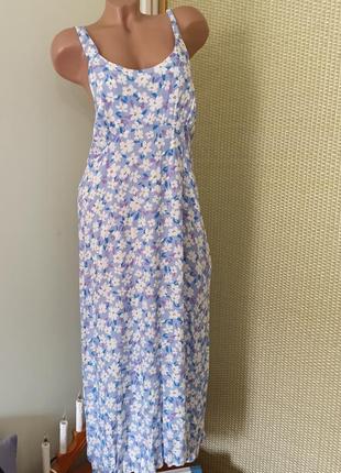 Літнє плаття сарафан в квітковий принт з розрізом1 фото