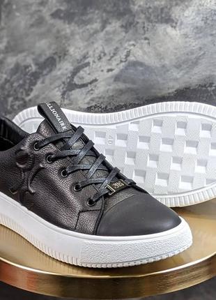 Кожаные кроссовки billionaire черные / мужские брендовые кожаные кроссовки4 фото