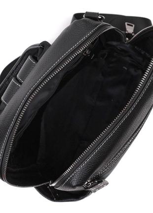 Місткий жіночий рюкзак-сумка прошитий білою строчкою з натурал...5 фото