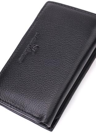 Шкіряний жіночий гаманець у три складання st leather 22488 чорний