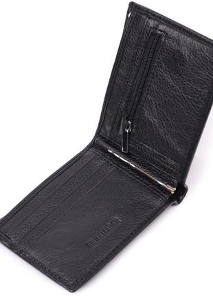 Гаманець-затискач із натуральної шкіри st leather 22476 чорний3 фото