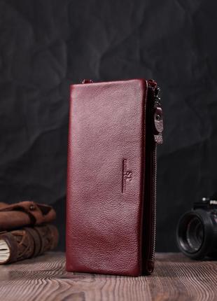 Добротний жіночий гаманець-клатч із двома блискавками з натура...6 фото