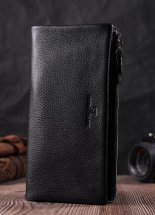 Жіночий гаманець-клатч із двома блискавками з натуральної шкір...6 фото