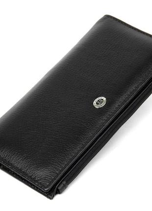 Практичний жіночий шкіряний гаманець st leather 19378 чорний