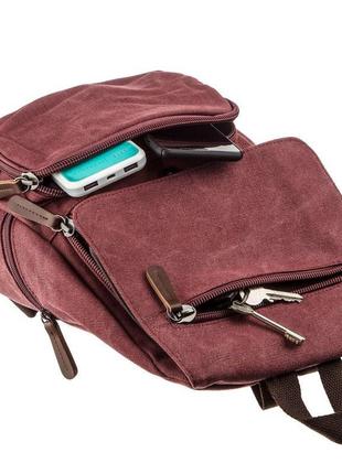 Компактний жіночий рюкзак vintage 20195 малиновий4 фото