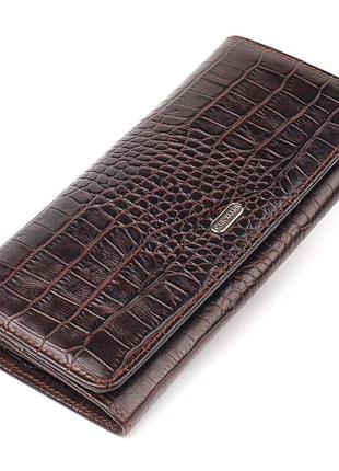 Місткий гаманець для жінок із натуральної фактурної шкіри з ти...