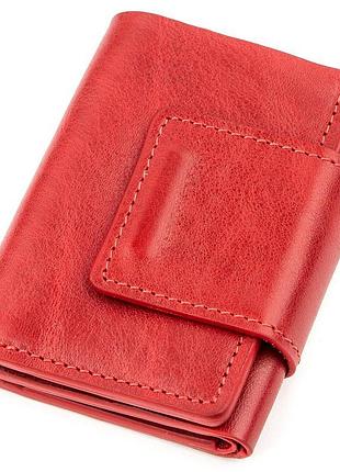 Суворе портмоне жіноче з гладкої шкіри grande pelle 11153 червоне