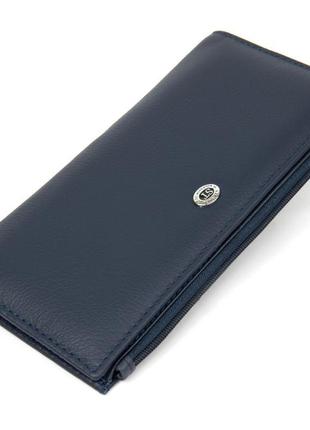 Стильний жіночий шкіряний гаманець st leather 19382 темно-синій
