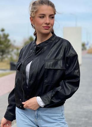 Жіноча куртка з еко шкіри2 фото