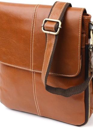 Вертикальна чоловіча сумка vintage 20830 шкіряна коричневий