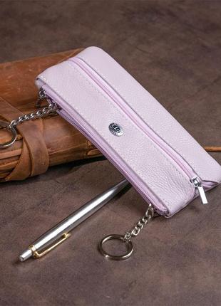 Ключниця-кошелик з кармашком унікс st leather 19350 лилова7 фото