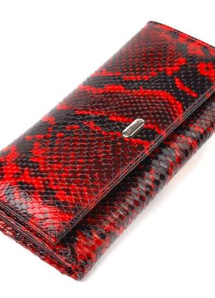 Цікавий жіночий гаманець із натуральної лакованої шкіри з тисн...