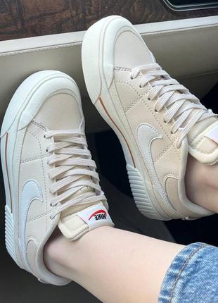 Кросівки nike court legacy lift beige1 фото