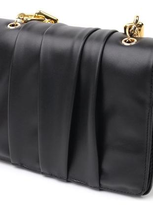 Стильна жіноча сумка зі шкірозамінника vintage 18709 чорний1 фото
