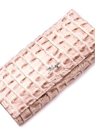 Горизонтальний жіночий гаманець із натуральної шкіри з тисненн...