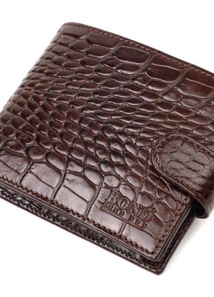 Фактурний чоловічий горизонтальний гаманець із натуральної шкі...