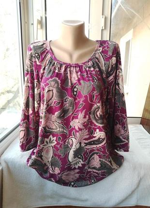 Брендовая вискозная трикотажная блуза блузка лонгслив большого размера2 фото