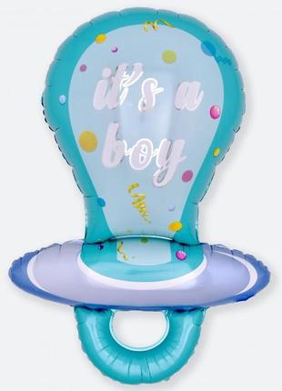 Воздушный шар фольгированный соска, it's a boy, голубая
