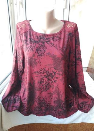 Брендова віскозна трикотажна блуза блузка лонгслів великого розміру батал3 фото