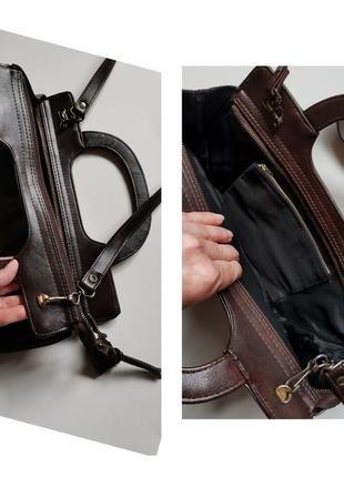 Сумка винтаж искусственная кожа винтажная сумка портфель клатч9 фото