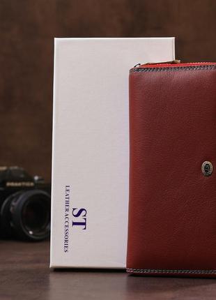 Кошелик жіночого st leather 18379 (sb71) на блискавки бордовий8 фото