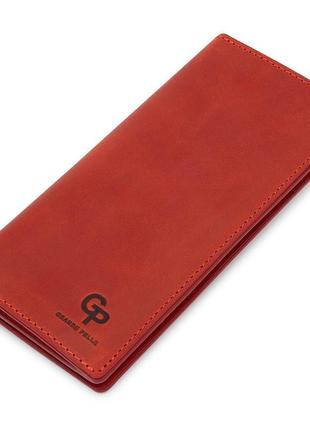 Кожане жіноче матове портмоне grande pelle 11512 червоний