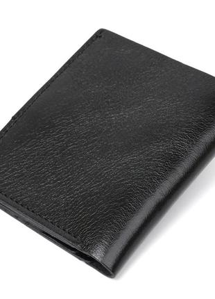 Чоловіче глянсове шкіряне портмоне shvigel 16481 чорний2 фото