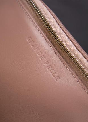 Практична шкіряна жіноча поясна сумка grande pelle 11359 рожевий6 фото