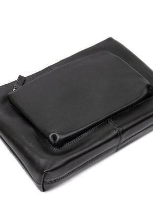Шкіряна чоловіча сумка для ноутбука grande pelle 11437 чорний4 фото