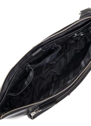 Шкіряна чоловіча сумка для ноутбука grande pelle 11437 чорний6 фото
