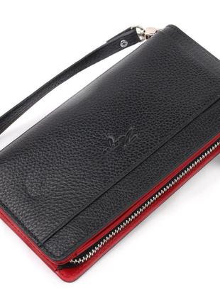 Місткий гаманець-клатч із натуральної шкіри karya 21135 чорний