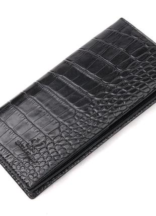 Вертикальний гаманець із натуральної шкіри з тисненням під кро...