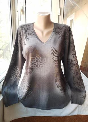Вискозный трикотажный тонкий свитер джемпер блуза лонгслив большого размера2 фото