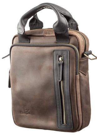 Сумка чоловіча shvigel 11182 у вінтажній шкірі в комбінації ко...