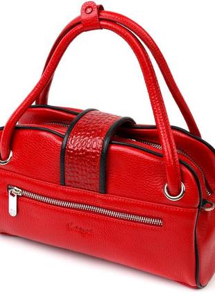 Красива маленька жіноча сумка karya 20859 шкіряна червона4 фото