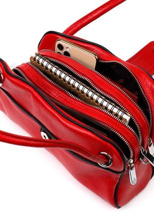 Красива маленька жіноча сумка karya 20859 шкіряна червона6 фото