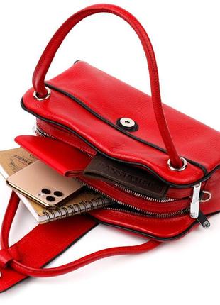 Красива маленька жіноча сумка karya 20859 шкіряна червона8 фото