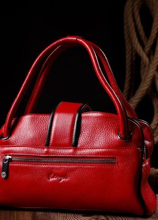 Красива маленька жіноча сумка karya 20859 шкіряна червона10 фото