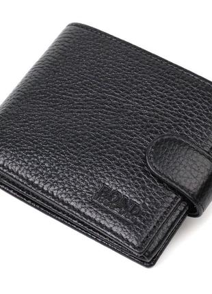 Чоловічий компактний горизонтальний гаманець із натуральної шк...