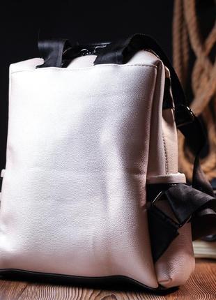 Місткий жіночий рюкзак з екошкіри vintage 18715 золотистий9 фото