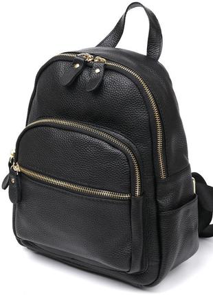 Шкіряний стильний жіночий рюкзак vintage 20676 чорний