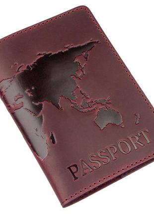 Обкладинка на паспорт shvigel 13955 шкіряна матова сливова
