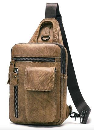 Сумка через плече чоловіча vintage 20096 світло-коричнева