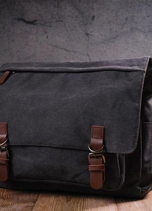 Чоловіча сумка для ноутбука з клапаном текстильна 21240 vintag...7 фото