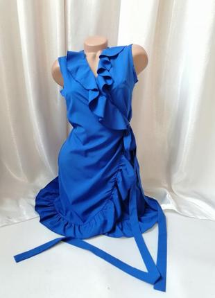 Легка літня сукня на запах з воланами5 фото