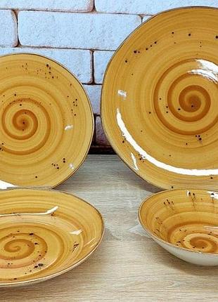 Набір фарфорових тарілок 24 шт oms reactive (11111 brown)