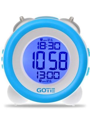 Настільний електронний будильник gotie gbe-200 n блакитний2 фото
