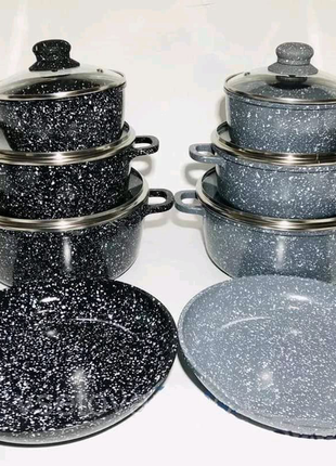 Набір посуду з мармуровим покриттям, 7 предметів a-plus 1503