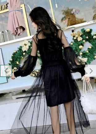 Фатиновое черное платье чехол миди3 фото