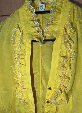 Летняя блузка, рубашка, желтая, легкая, нарядная4 фото